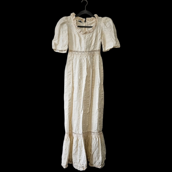 Algo Dresses & Skirts - Vintage Algo Victorian Prairiecore Dress Size S Cream Lace Feminine Ivory